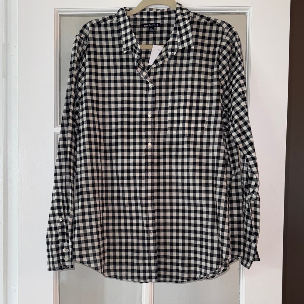 J. Crew Black and White Checkered Women's Shirt